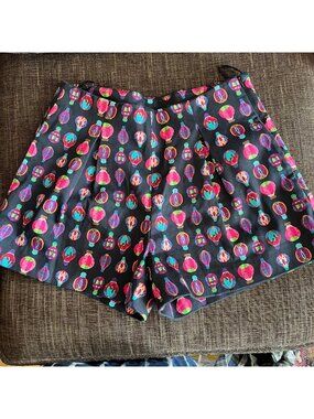 COLOR MIKIBANA Hot Air Balloon Print Pleated Shorts  Size Small